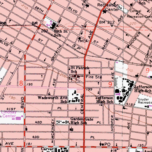 Topographic Map of City of Los Angeles Fire Department Station 14, CA