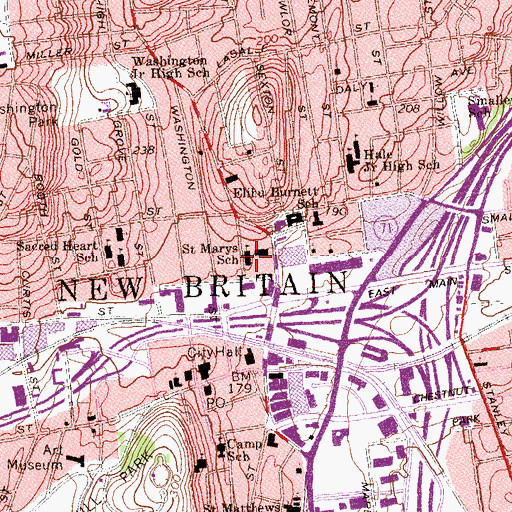 Topographic Map of Saint Marys School, CT