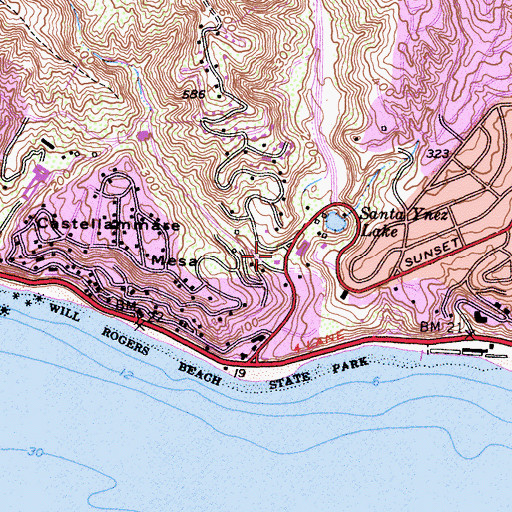 Topographic Map of City of Los Angeles Fire Department Station 23, CA