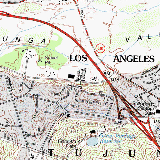 Topographic Map of City of Los Angeles Fire Department Station 24, CA