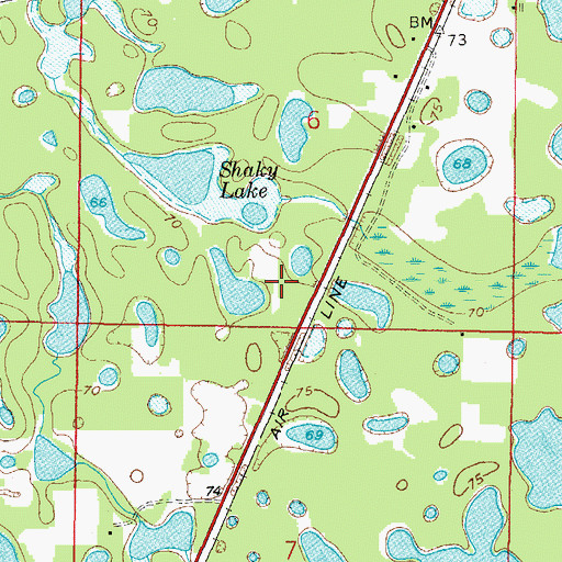Topographic Map of Croom-A-Coochee Baptist Church, FL