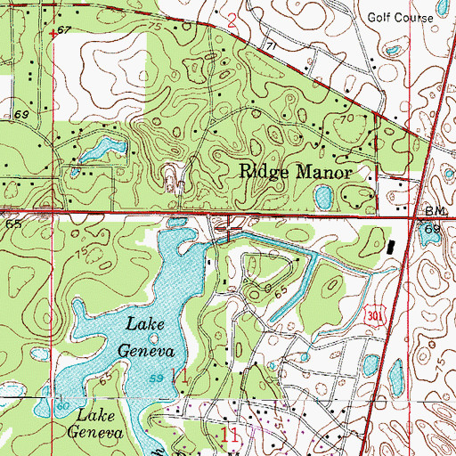 Topographic Map of Ridge Manor Community Center, FL