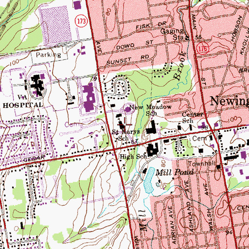 Topographic Map of Saint Marys School, CT