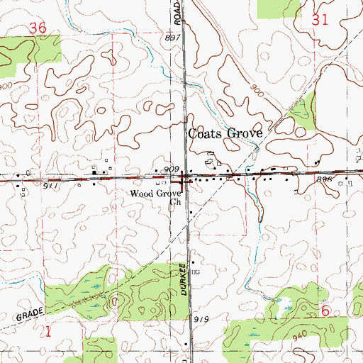 Topographic Map of Wood Grove Church, MI