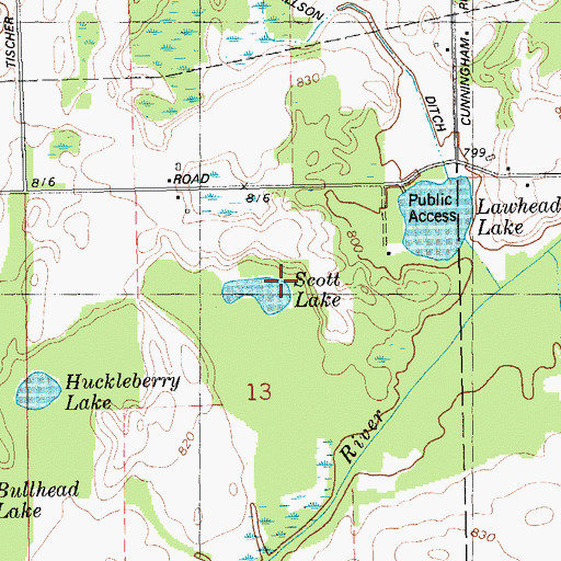Topographic Map of Scott Lake, MI