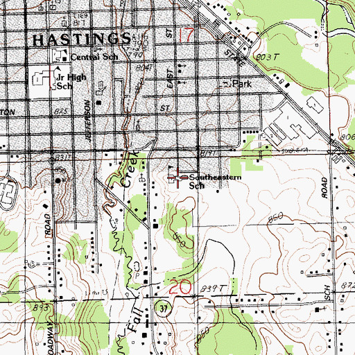 Topographic Map of Southeastern School, MI