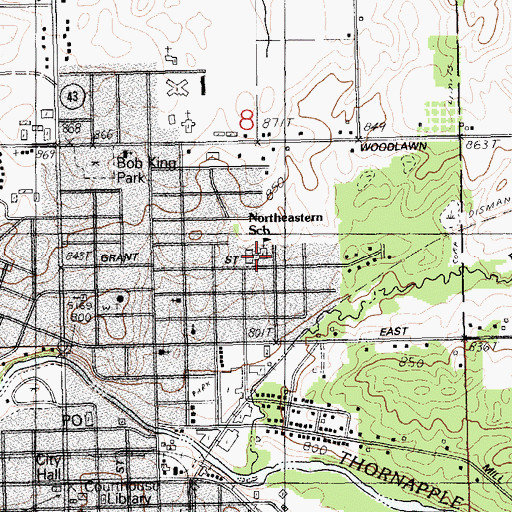 Topographic Map of Northeastern School, MI