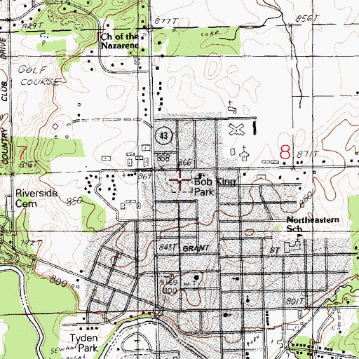 Topographic Map of Bob King Park, MI