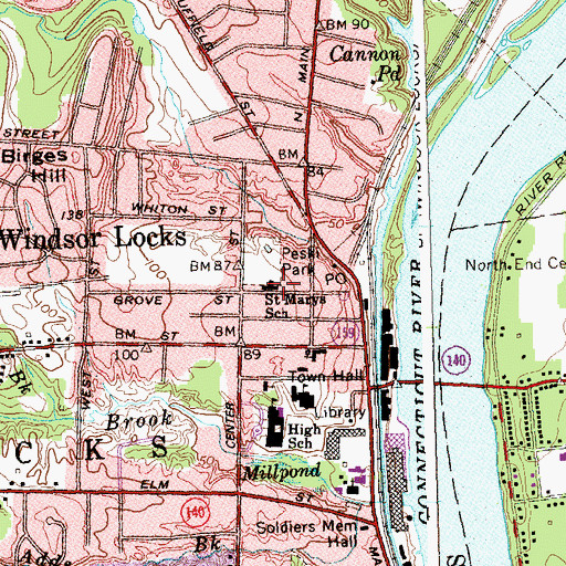 Topographic Map of Saint Marys School, CT