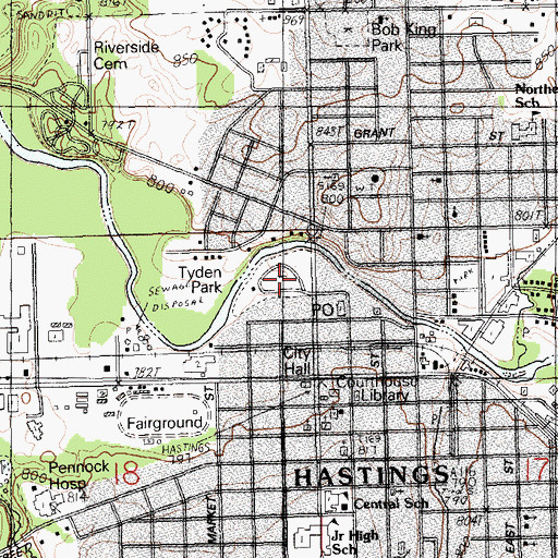Topographic Map of Tyden Park, MI