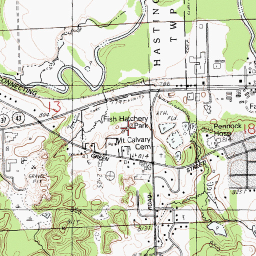 Topographic Map of Fish Hatchery Park, MI