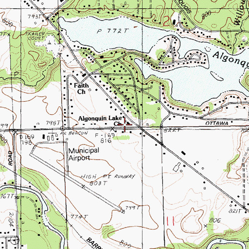 Topographic Map of Algonquin Lake Church, MI