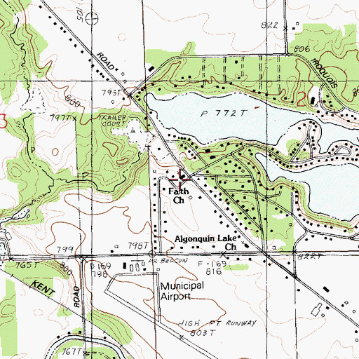 Topographic Map of Faith Church, MI