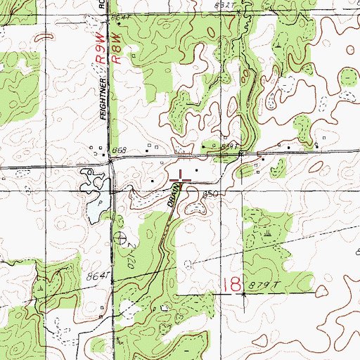 Topographic Map of Bullhead Drain, MI