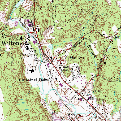 Topographic Map of Saint Mathews Cemetery, CT