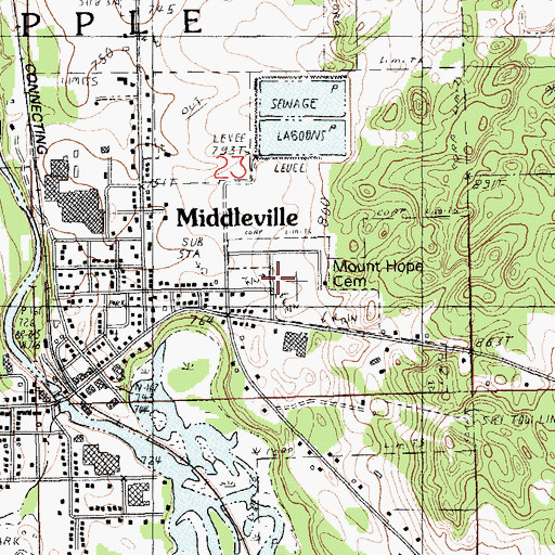 Topographic Map of Mount Hope Cemetery, MI