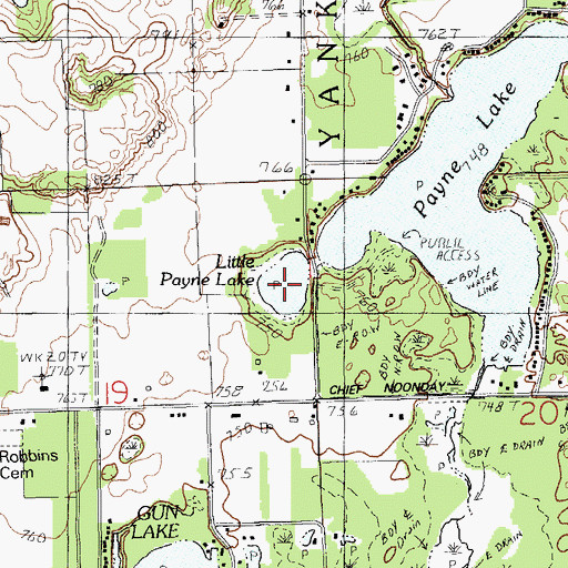 Topographic Map of Little Payne Lake, MI