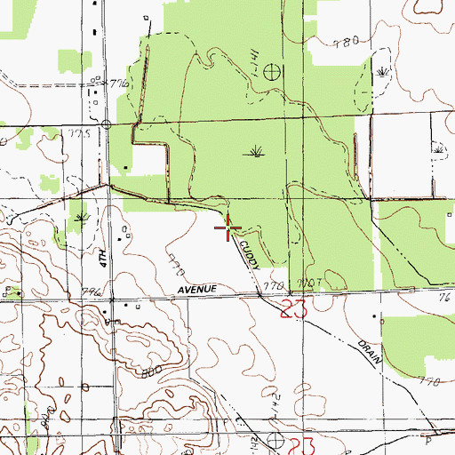 Topographic Map of Cuddy Drain, MI