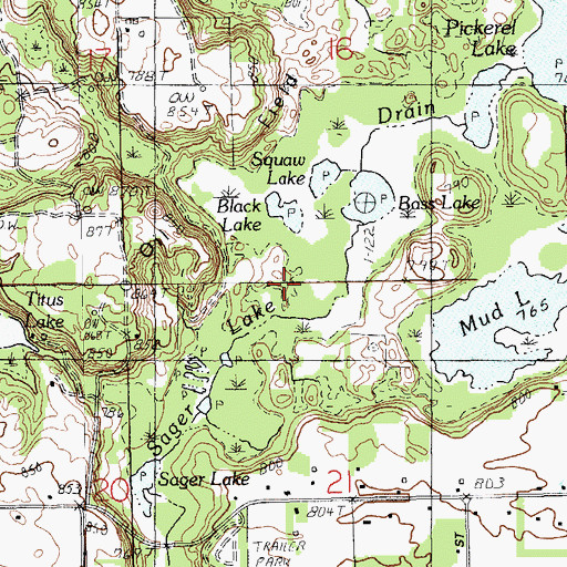 Topographic Map of Sager Lake Drain, MI