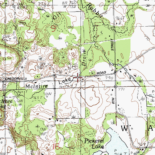 Topographic Map of McIntire Lake Drain, MI
