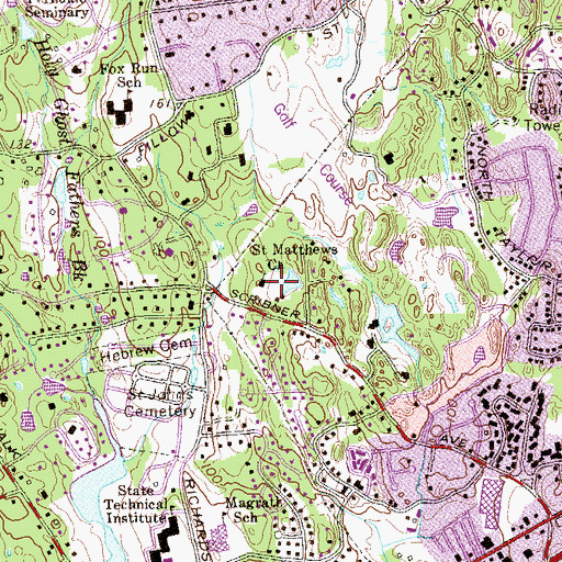 Topographic Map of Saint Matthews Church, CT