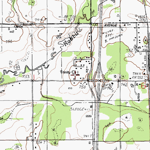 Topographic Map of Trinity Church, MI