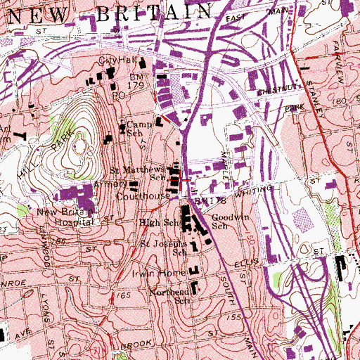 Topographic Map of Saint Matthews School, CT