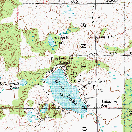 Topographic Map of Beechwood Hills Camp, MI