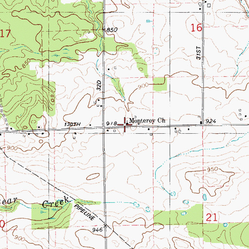 Topographic Map of Monterey Church, MI