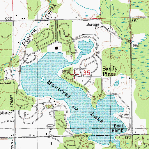 Topographic Map of Sandy Pines, MI