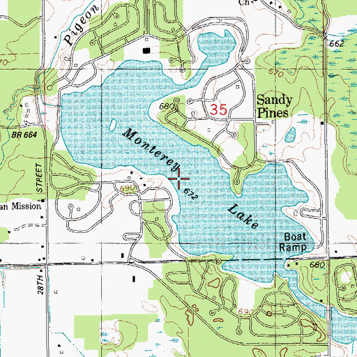 Topographic Map of Monterey Lake, MI