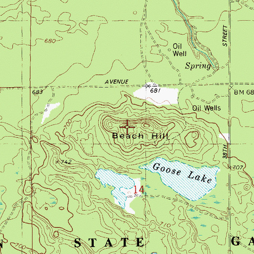 Topographic Map of Beach Hill, MI