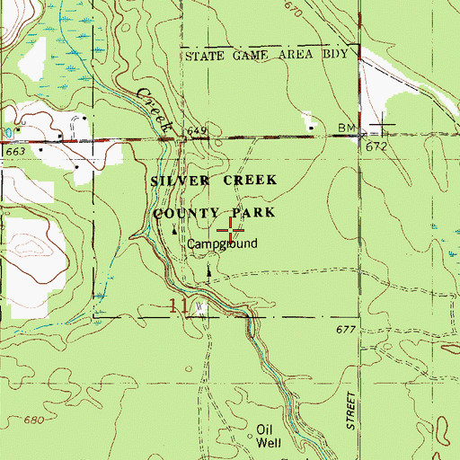 Topographic Map of Silver Creek County Park, MI