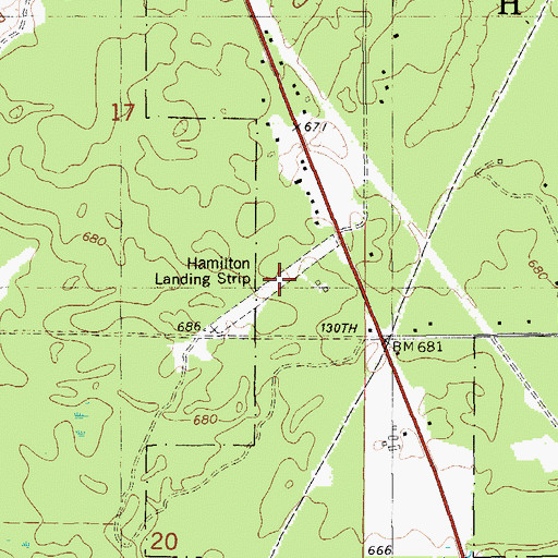 Topographic Map of Hamilton Landing Strip (historical), MI