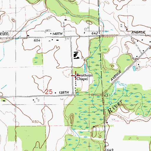 Topographic Map of Bentheim Chapel, MI