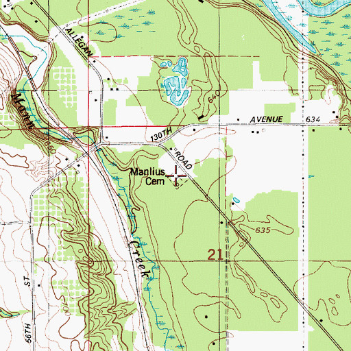 Topographic Map of Manlius Cemetery, MI