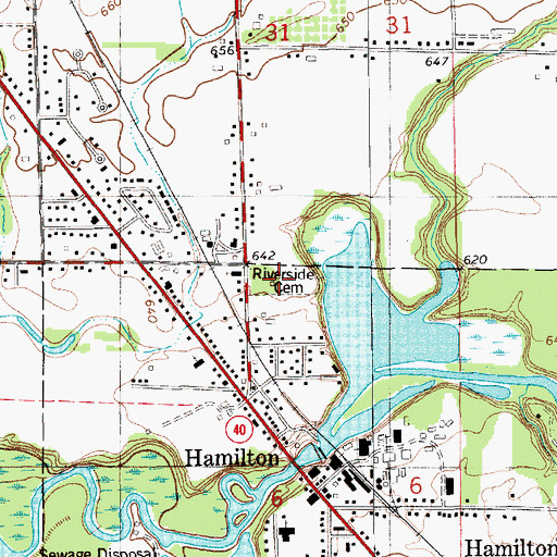Topographic Map of Riverside Cemetery, MI