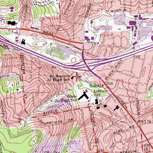Topographic Map of Saint Maurice Junior High School, CT