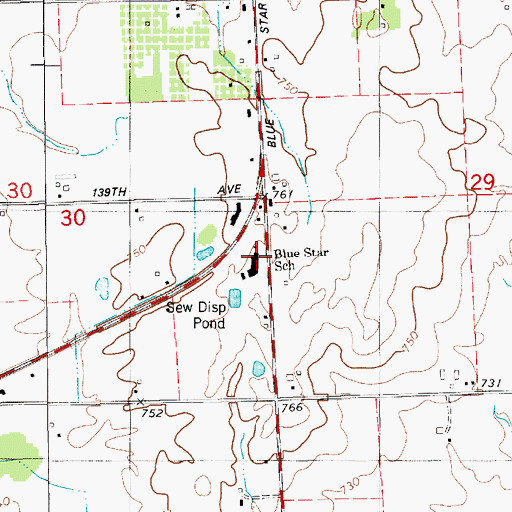 Topographic Map of Blue Star School, MI