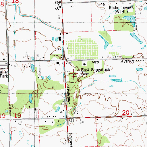 Topographic Map of East Saugatuck Cemetery, MI