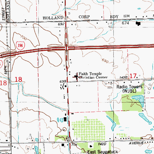 Topographic Map of Faith Temple Christian Center, MI