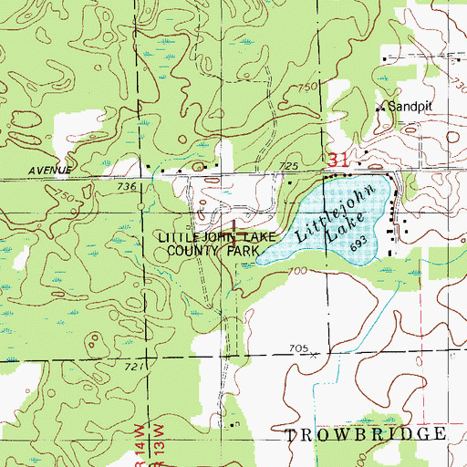 Topographic Map of Littlejohn Lake County Park, MI