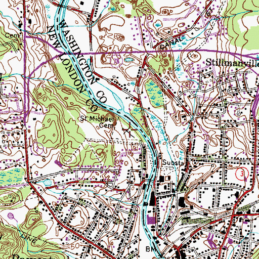 Topographic Map of Saint Michael New Cemetery, CT