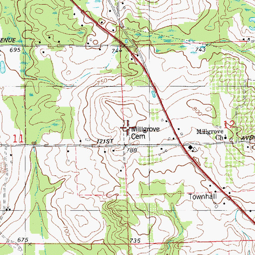 Topographic Map of Millgrove Cemetery, MI