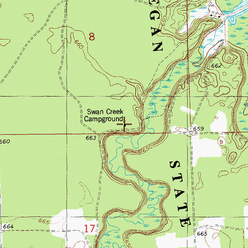 Topographic Map of Swan Creek Campground, MI