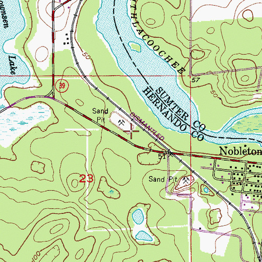 Topographic Map of Nobleton Post Office, FL