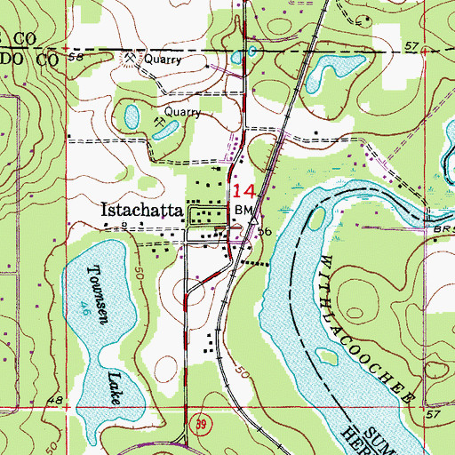 Topographic Map of Istachatta Baptist Church, FL