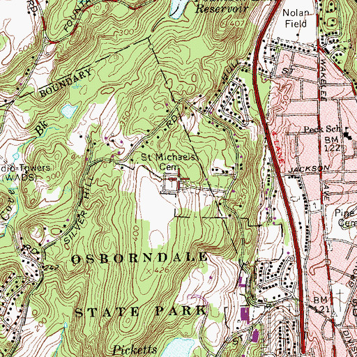 Topographic Map of Saint Michaels Cemetery, CT