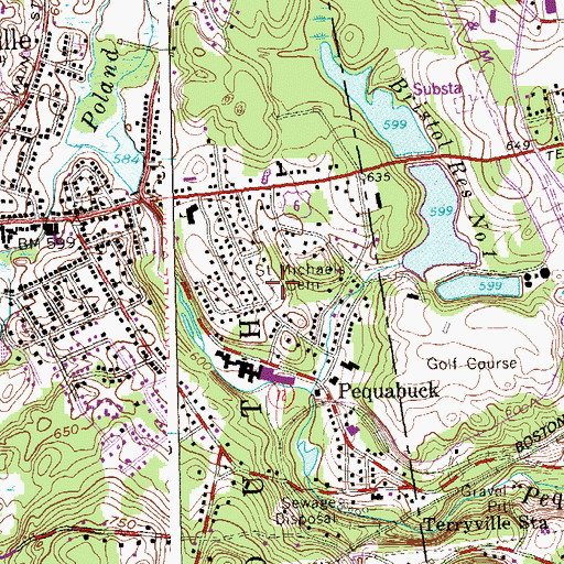 Topographic Map of Saint Michaels Cemetery, CT