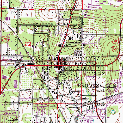 Topographic Map of Hernando County Court House, FL